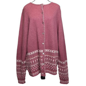 WOMEN'S LAMBSWOOL CARDIGAN  Size 2X Marconi pink Embroidered